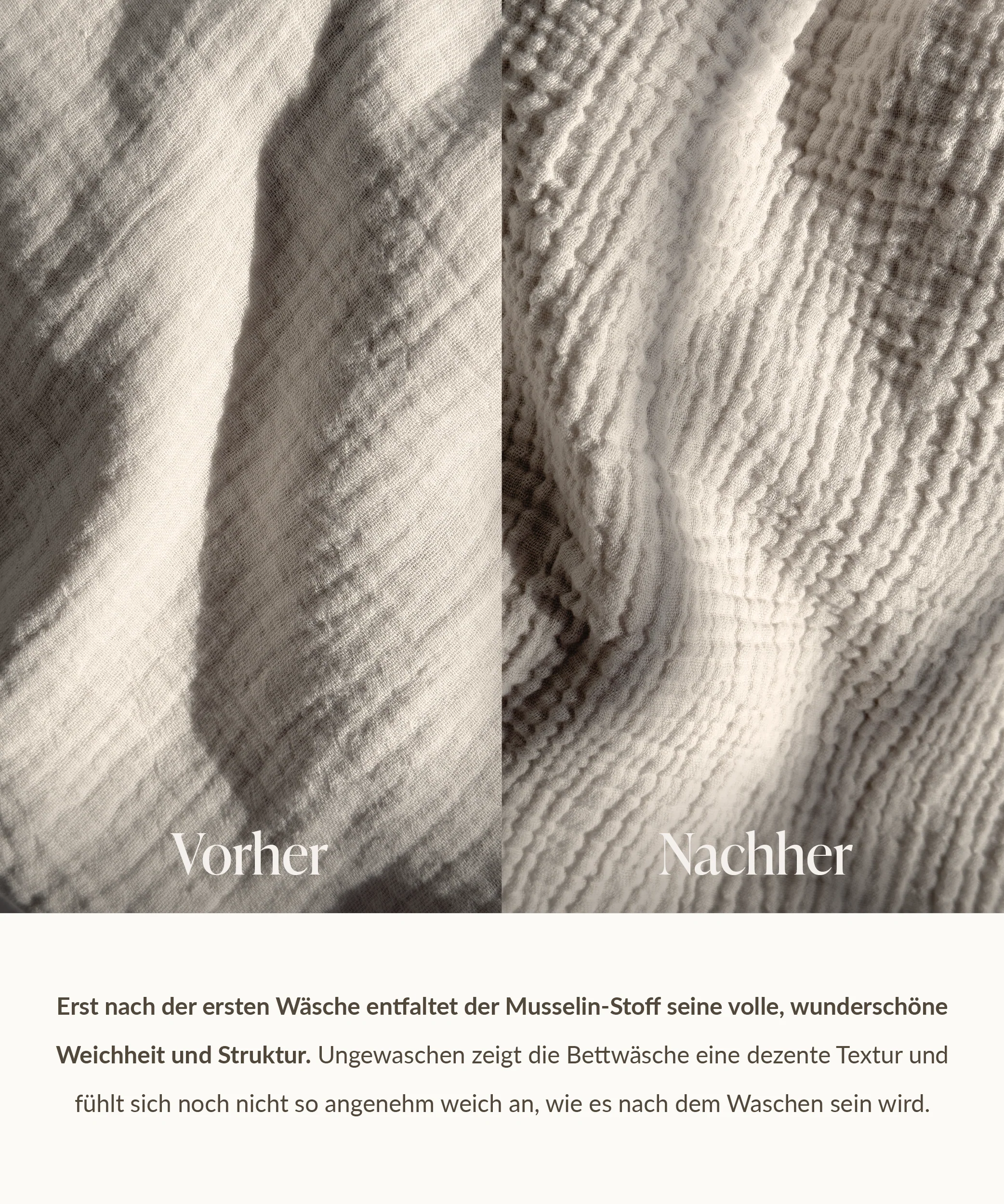 Beige Musselin Doppelbettwäsche | Haven - Image 4